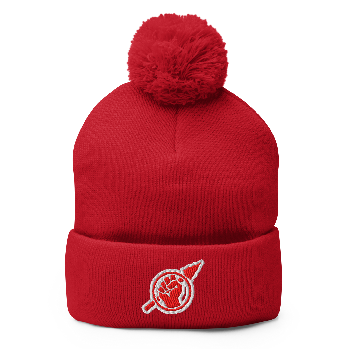 Fist and Spear Pom Beanie in Blood